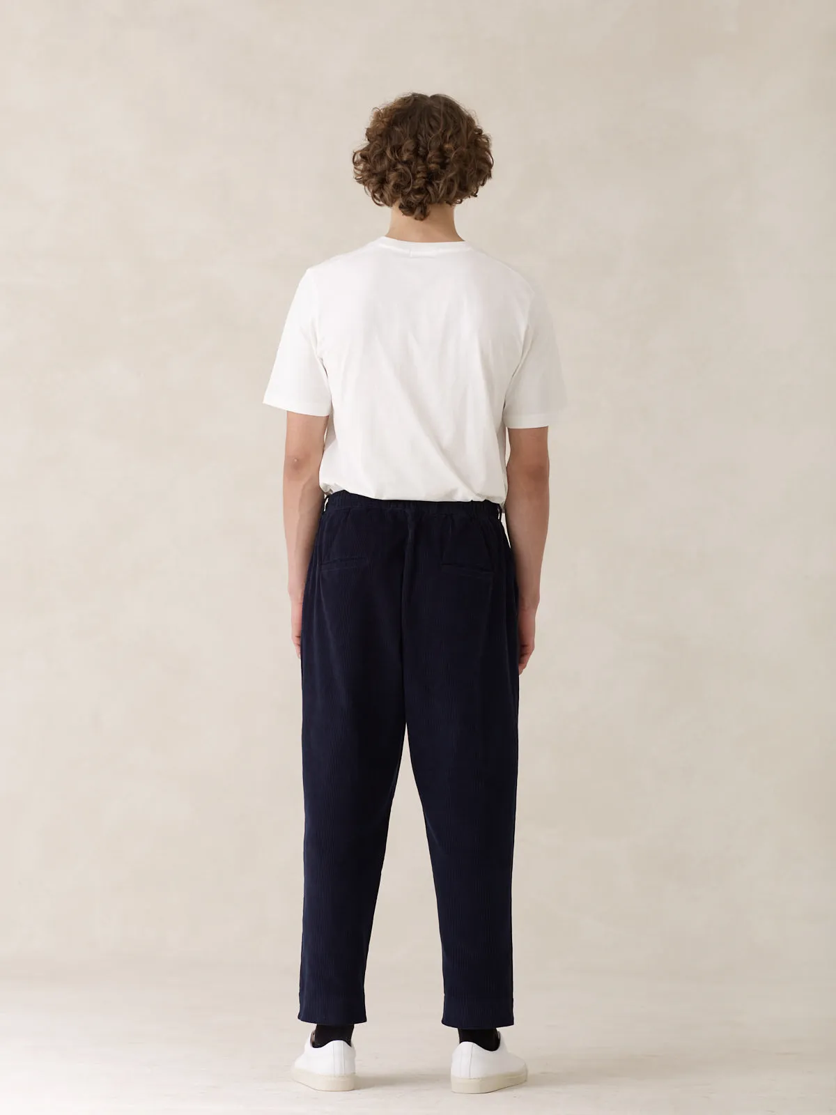 08 / Pleated Corduroy Trousers Navy