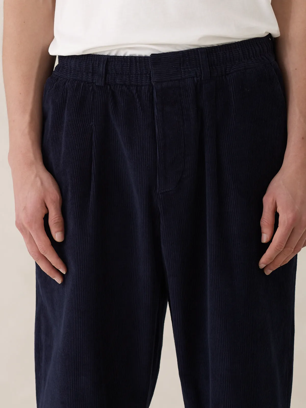 08 / Pleated Corduroy Trousers Navy