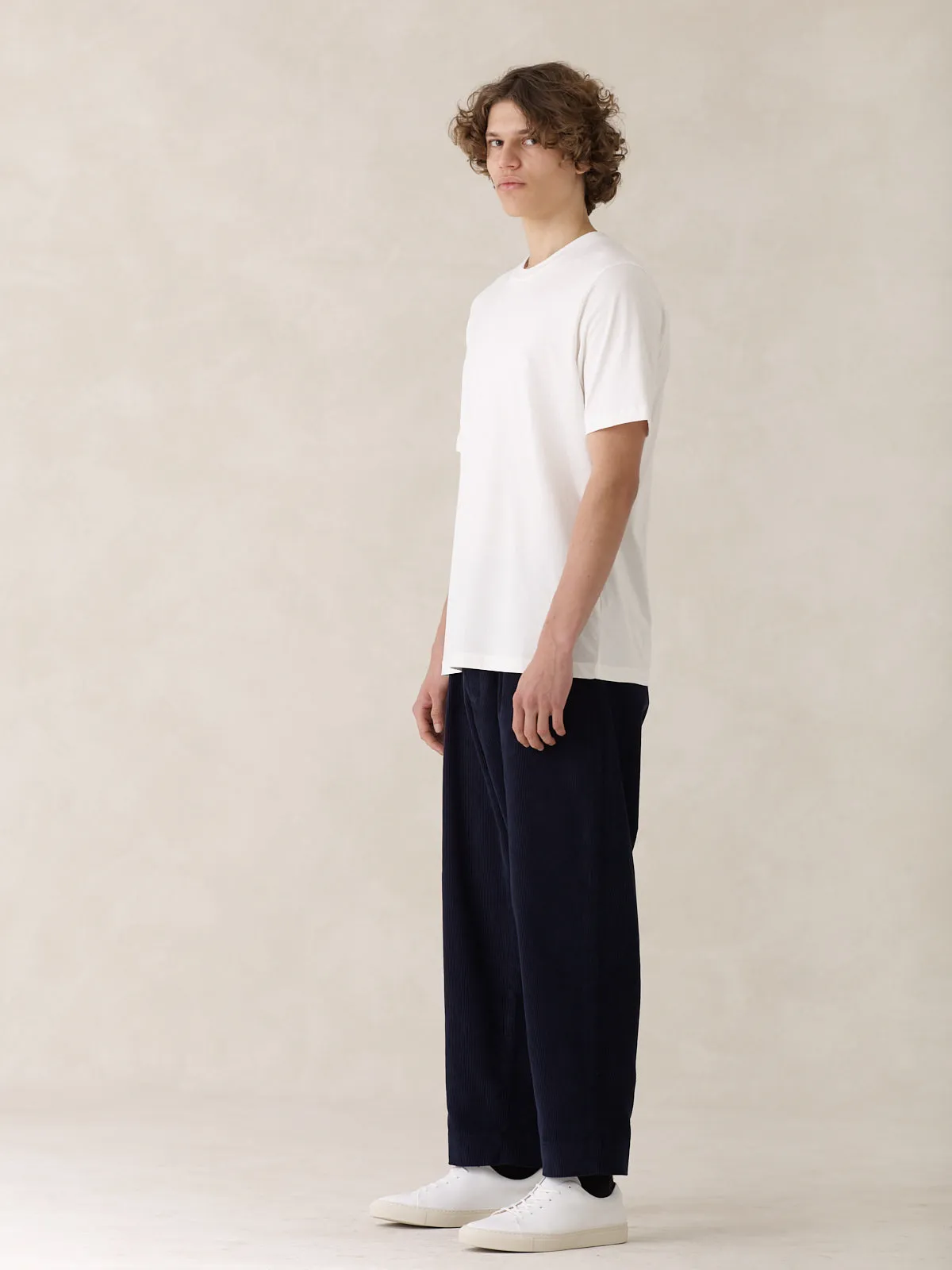 08 / Pleated Corduroy Trousers Navy