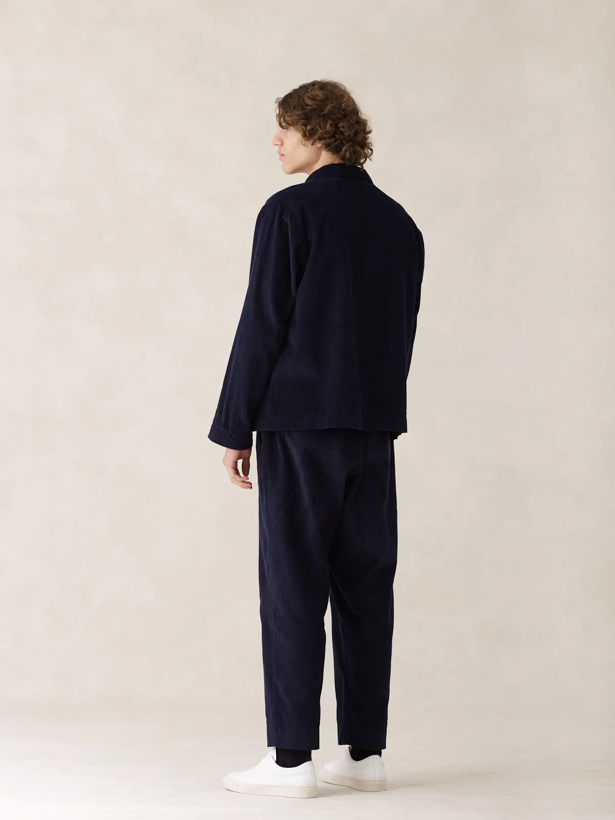 08 / Pleated Corduroy Trousers Navy