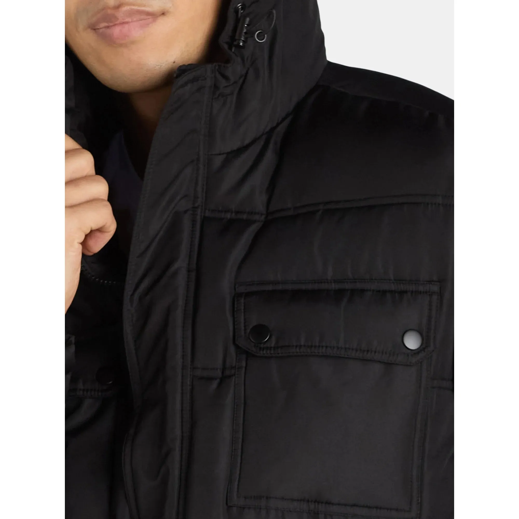 4 Pocket Quilted Heavy Puffer Black