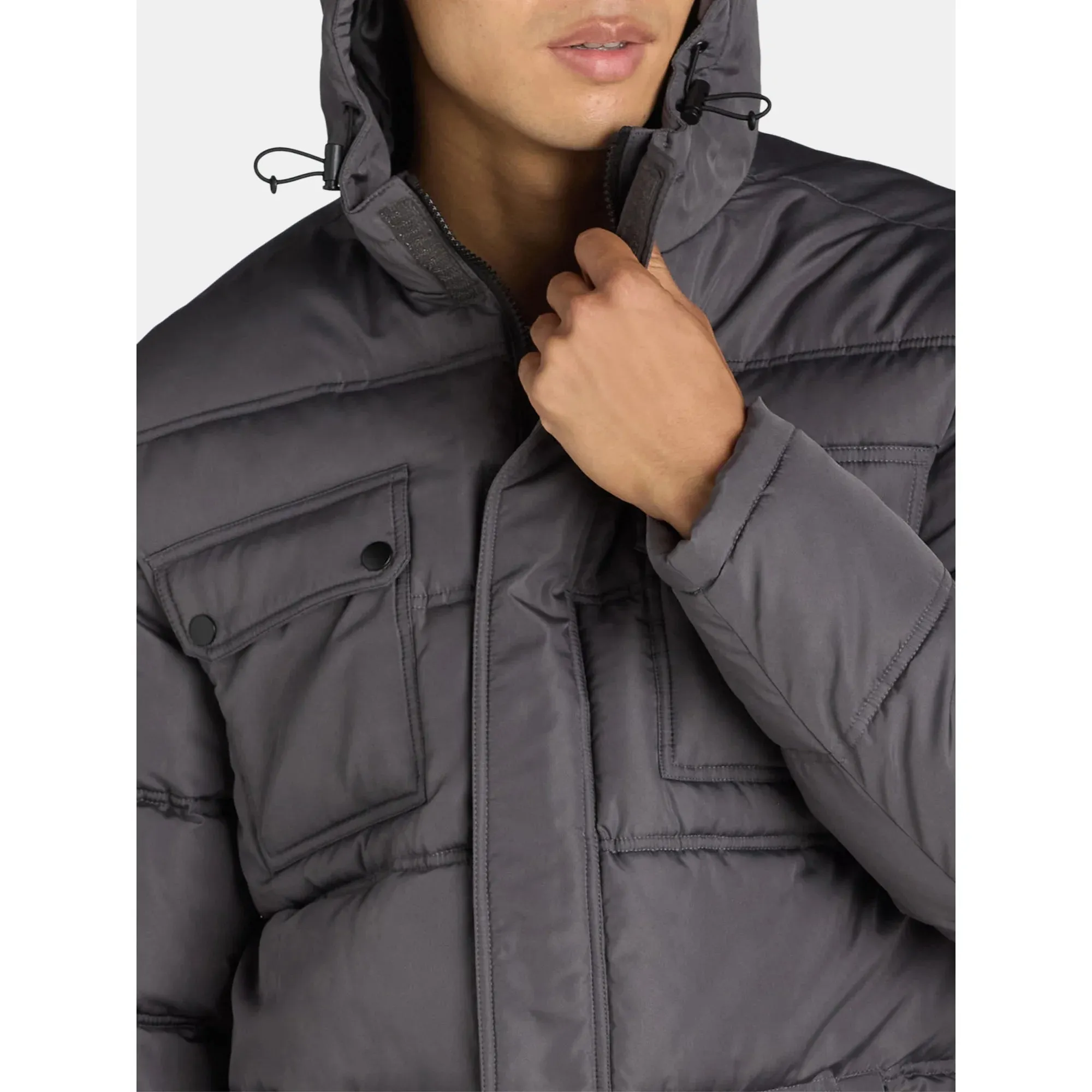 4 Pocket Quilted Heavy Puffer Gravel