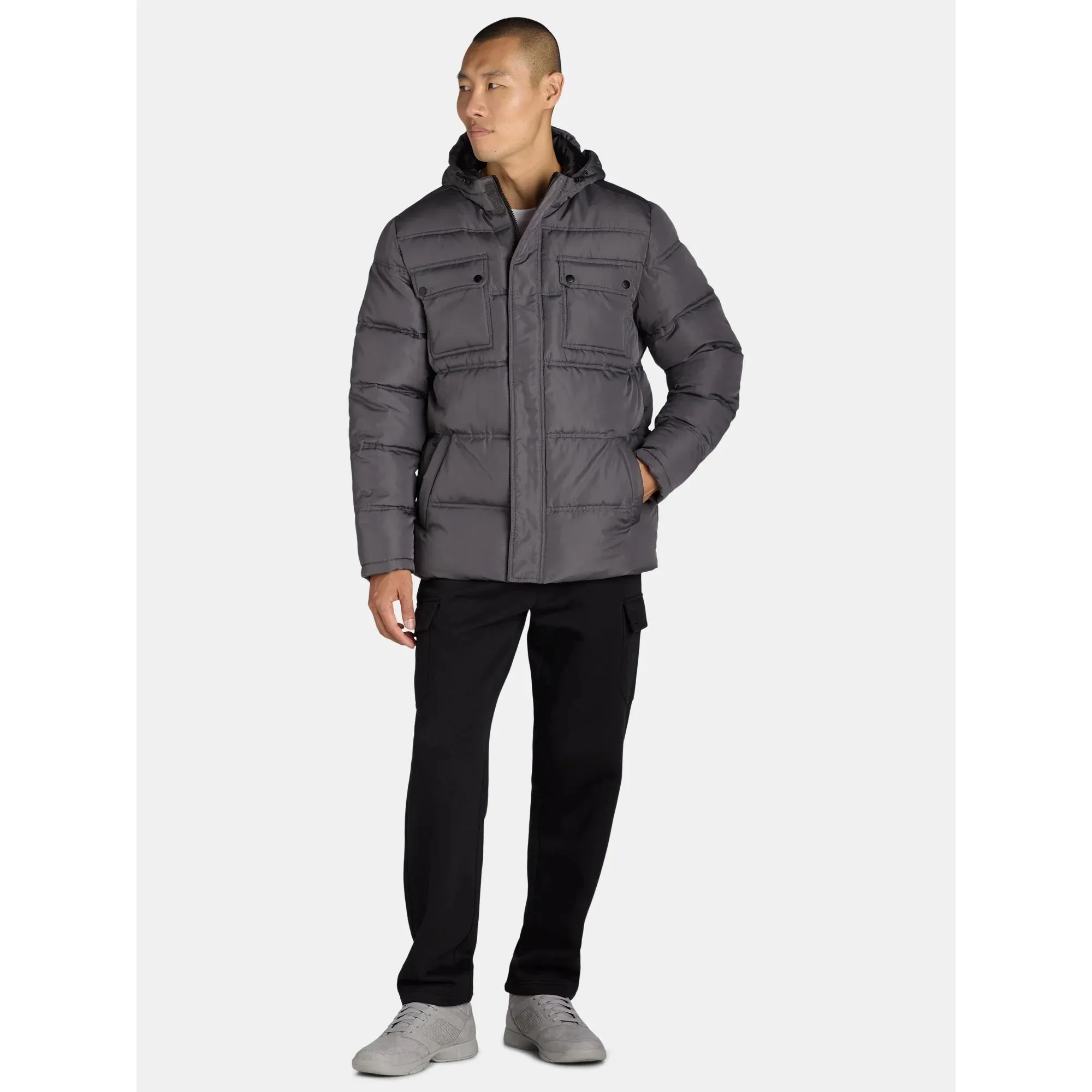 4 Pocket Quilted Heavy Puffer Gravel