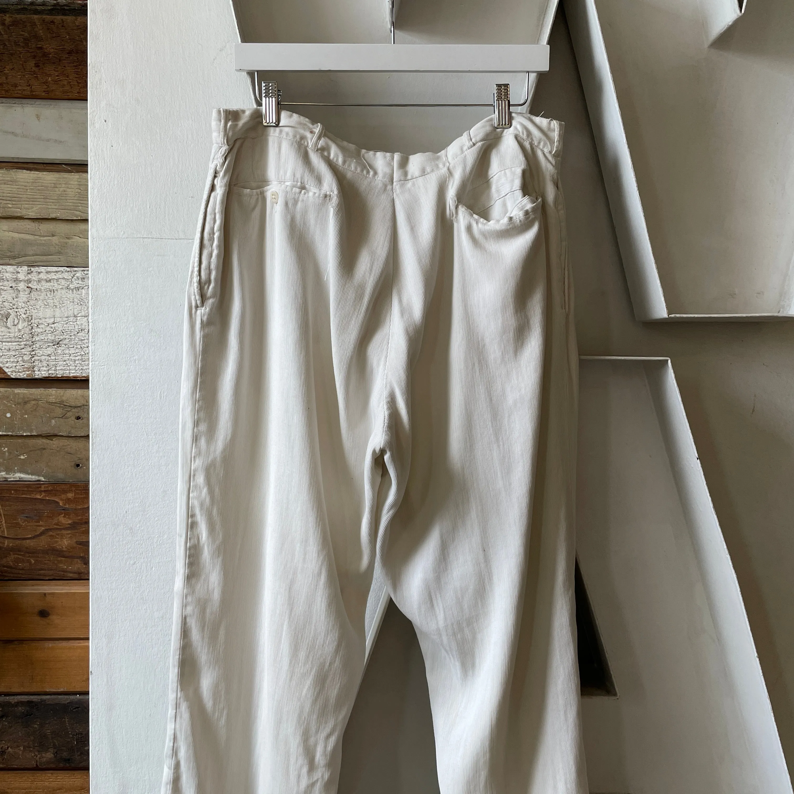 50’s White Corduroy Trousers - 34” x 29”