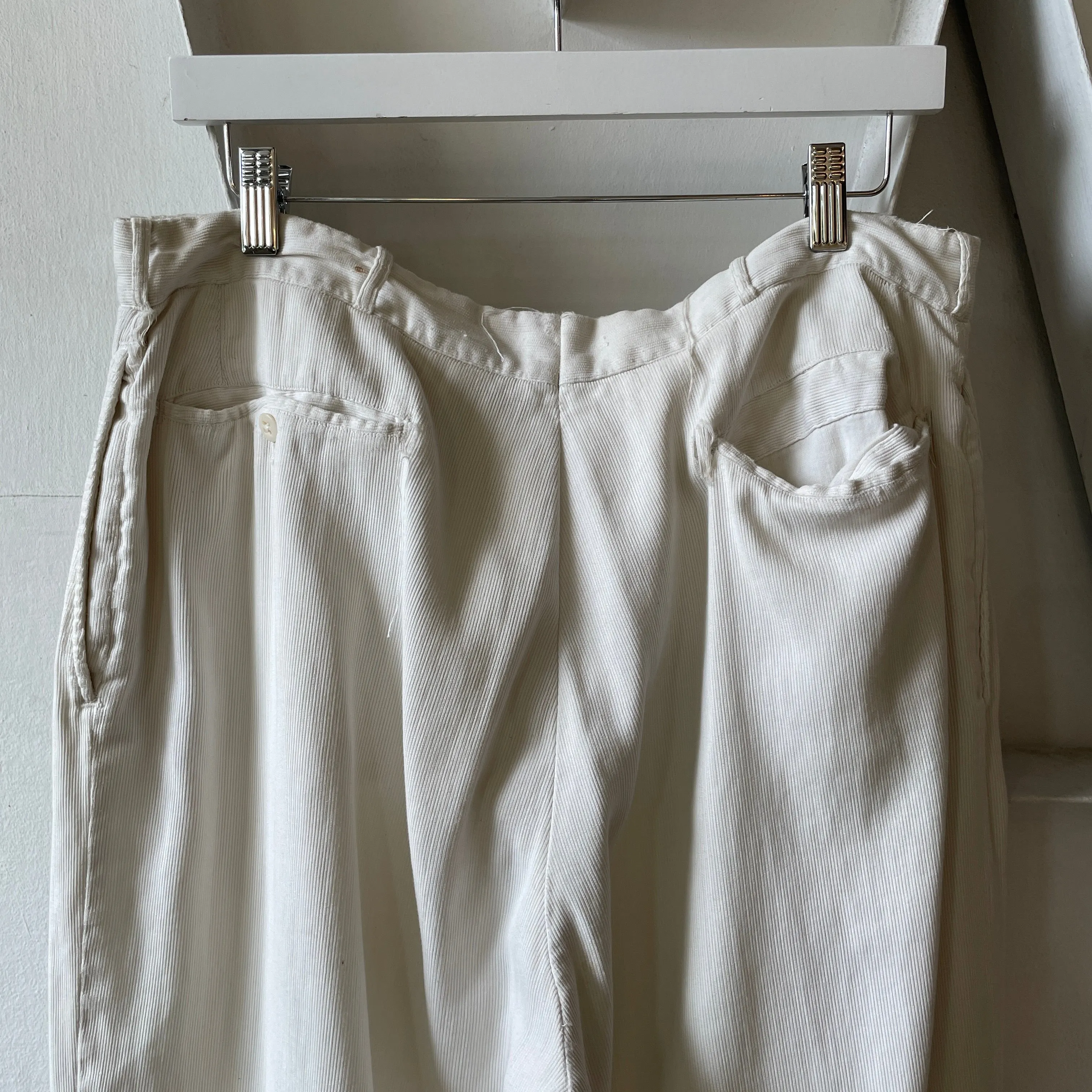 50’s White Corduroy Trousers - 34” x 29”