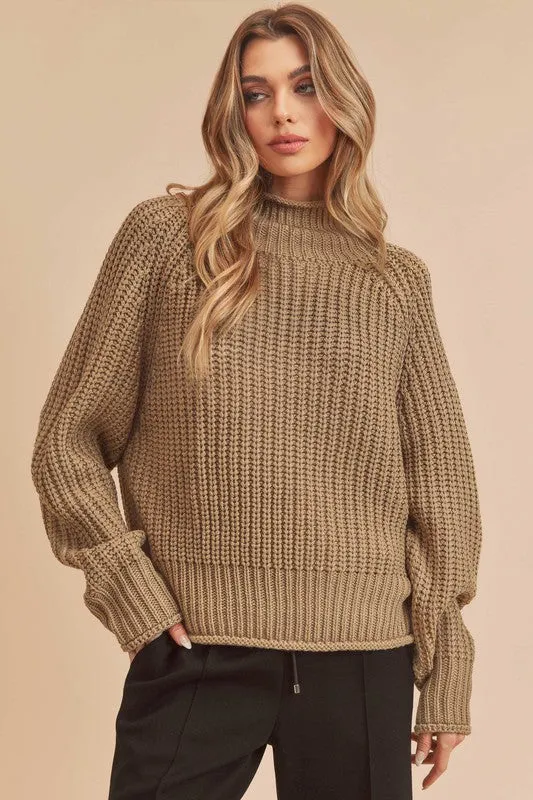 AEMI & Co. Luxe Turtleneck Knit Sweater- Adelaide Sweater