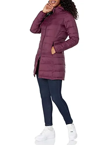 Amazon Essentials Women's Lightweight Water-Resistant Hooded Puffer Coat (Available in Plus Size), Black, Large