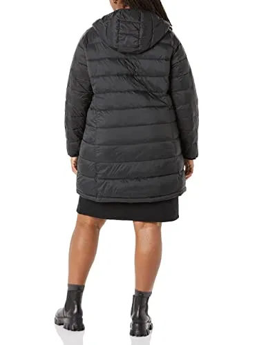 Amazon Essentials Women's Lightweight Water-Resistant Hooded Puffer Coat (Available in Plus Size), Black, Large