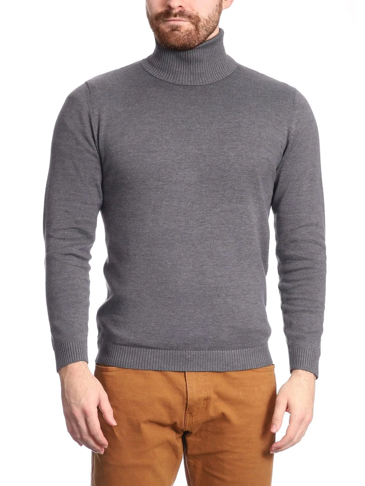 Arthur Black Men's Solid Gray Pullover Cotton Blend Turtleneck Sweater Shirt