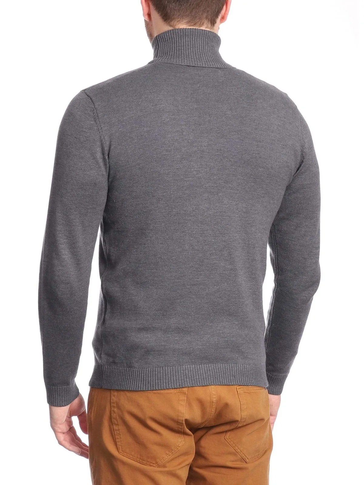 Arthur Black Men's Solid Gray Pullover Cotton Blend Turtleneck Sweater Shirt