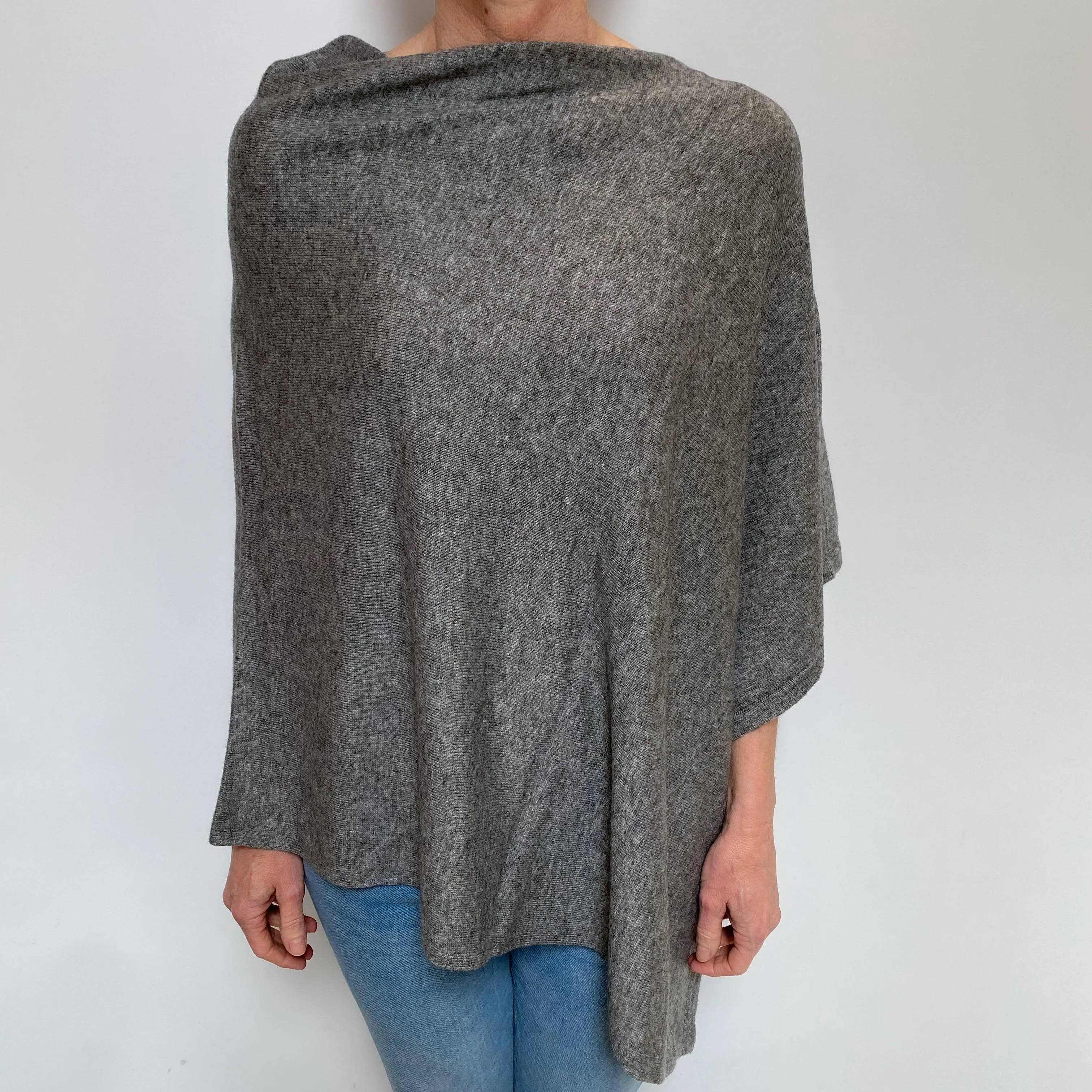 Ash Grey Cashmere Poncho One Size