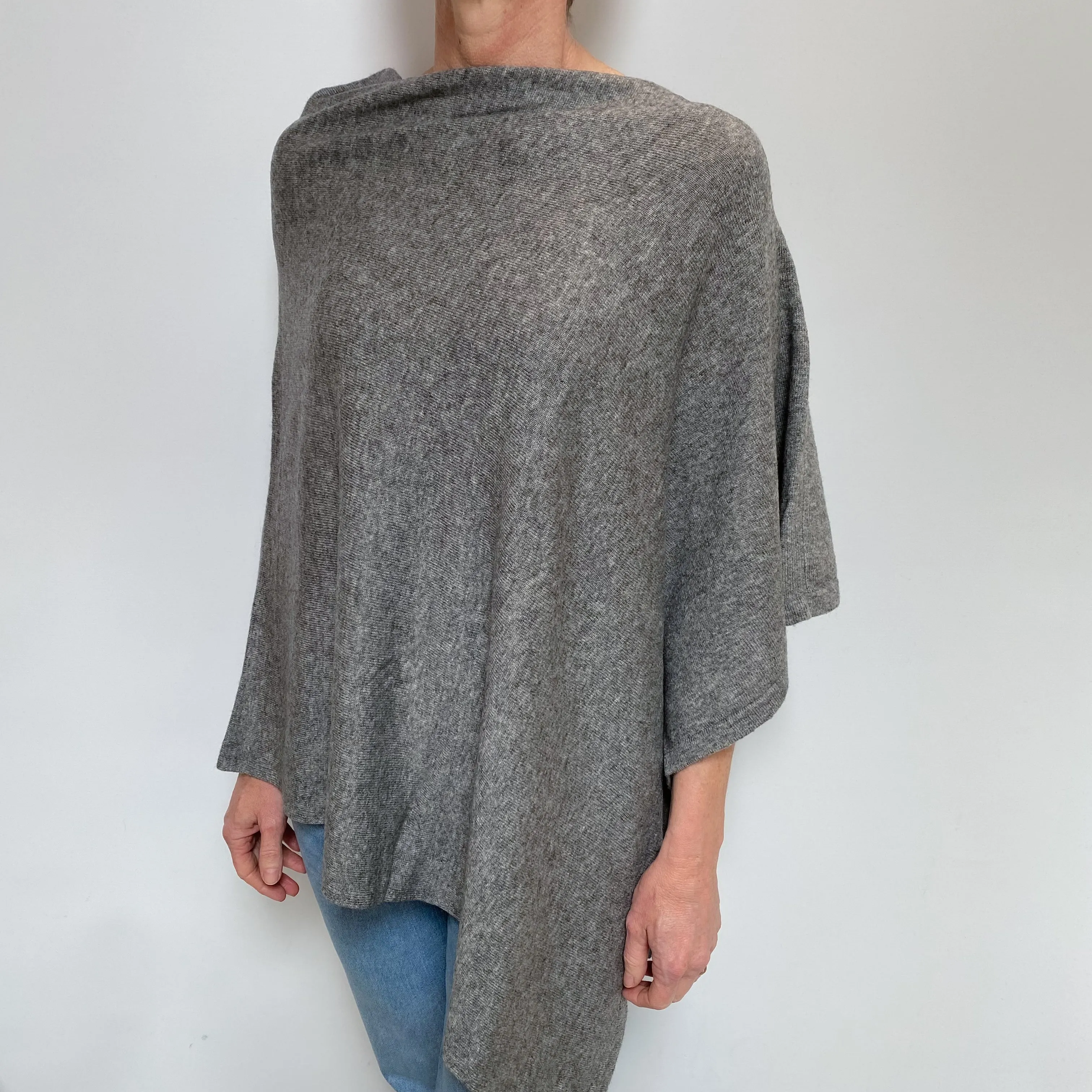 Ash Grey Cashmere Poncho One Size