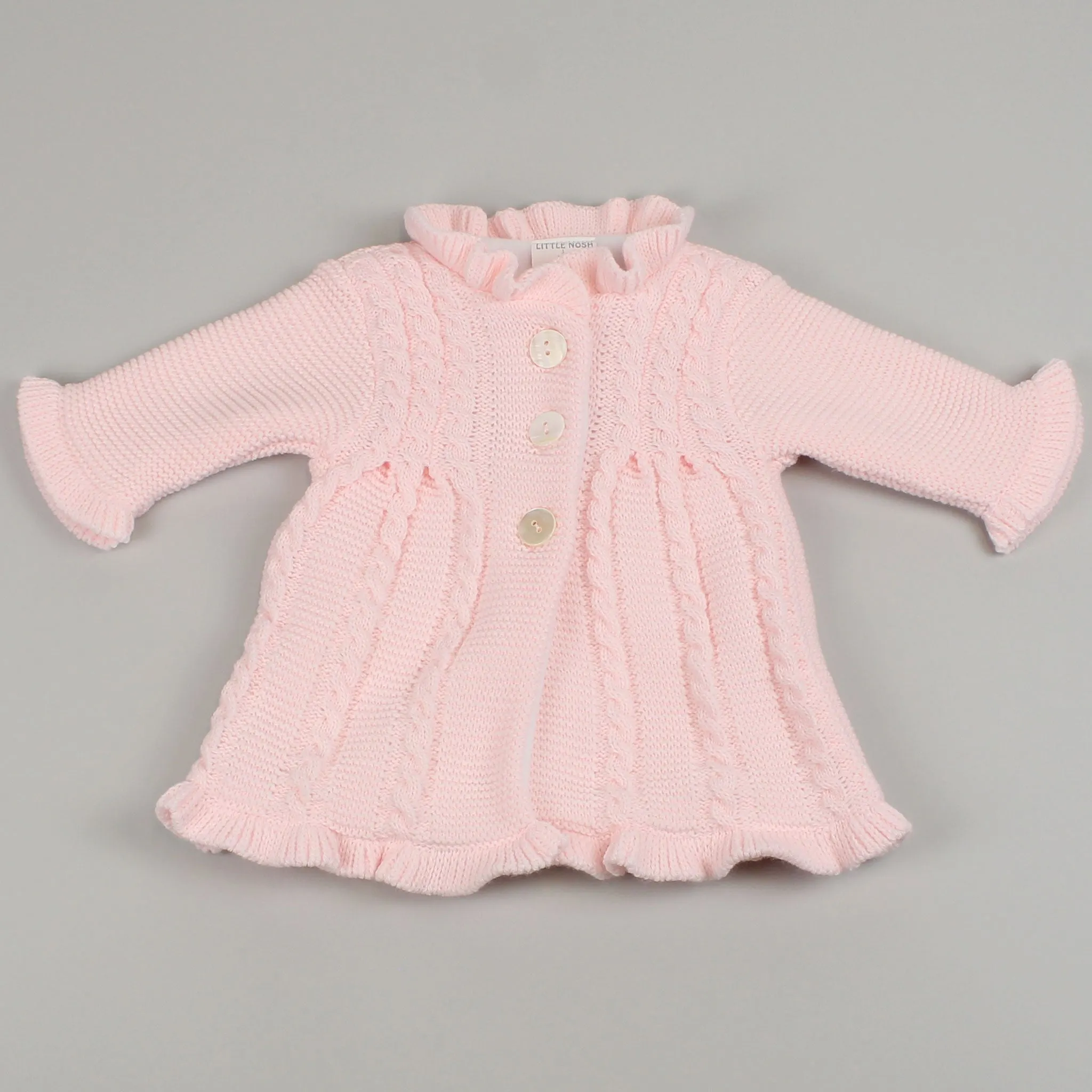 Baby Girls Fleece Lined Knitted Coat - Pink