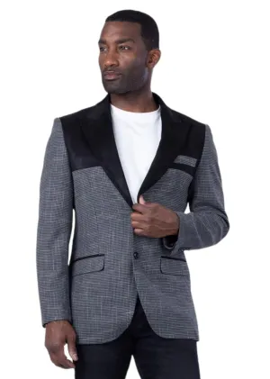 Barabas Men's Slim-Fit Black and Grey Blazer Jacket Style: REIMS-4BL44