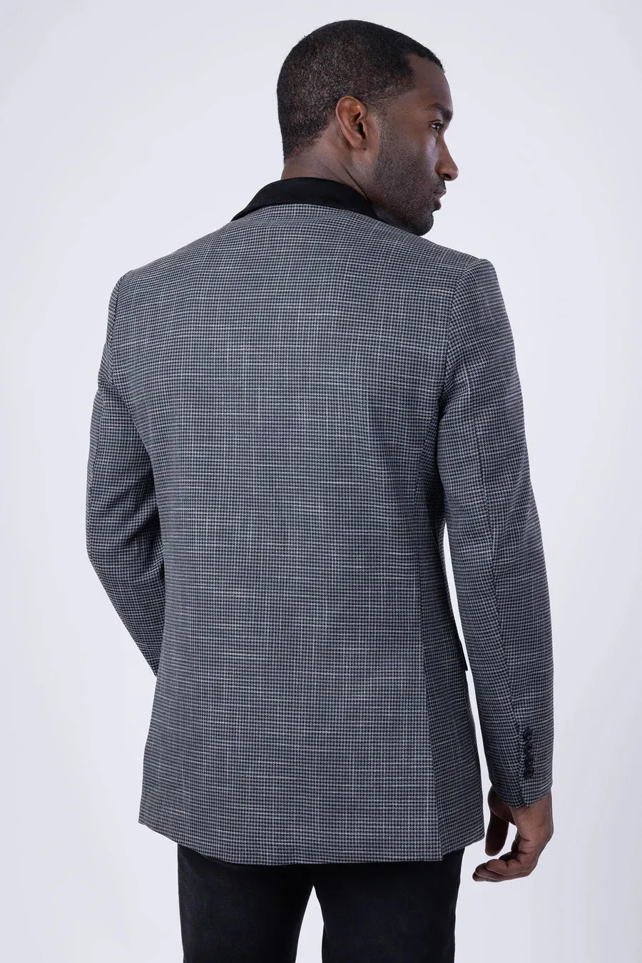 Barabas Men's Slim-Fit Black and Grey Blazer Jacket Style: REIMS-4BL44