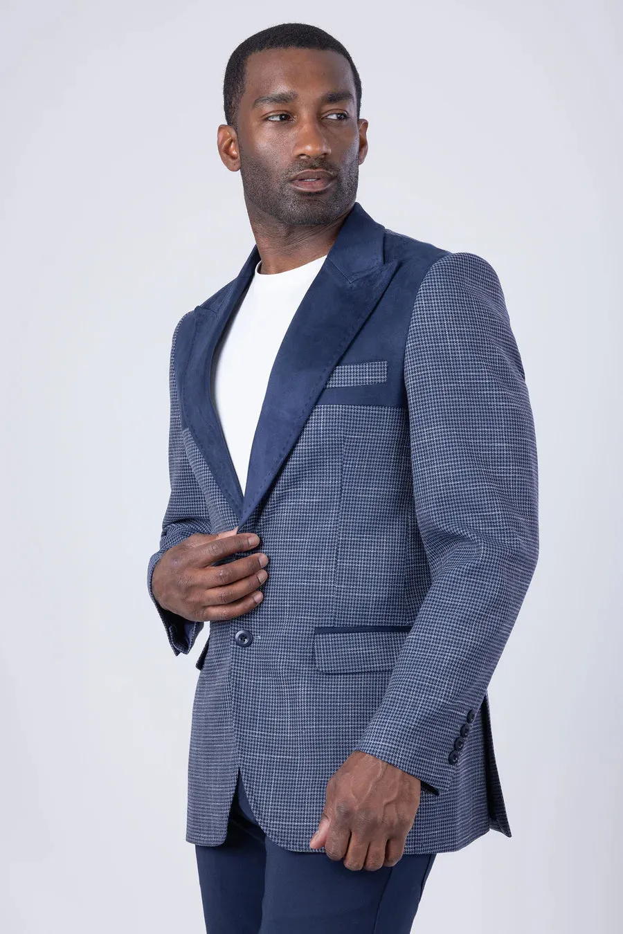 Barabas Men's Slim-Fit Blue and NavyBlazer Jacket Style: REIMS-4BL44