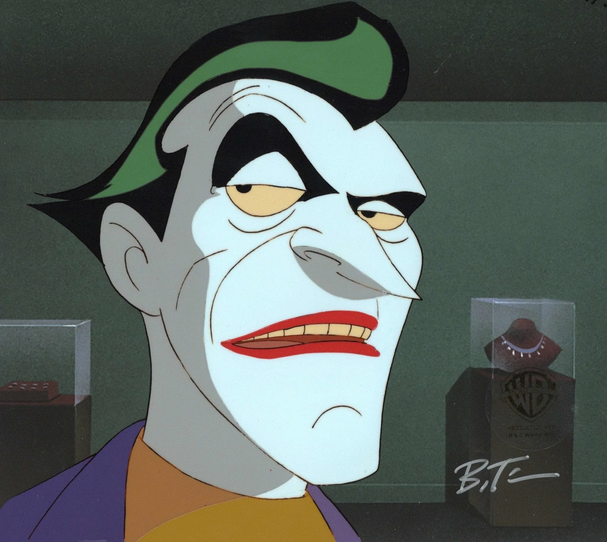 Batman The Animated Series Original Production Cel signed by Bruce Timm: Joker with Framing