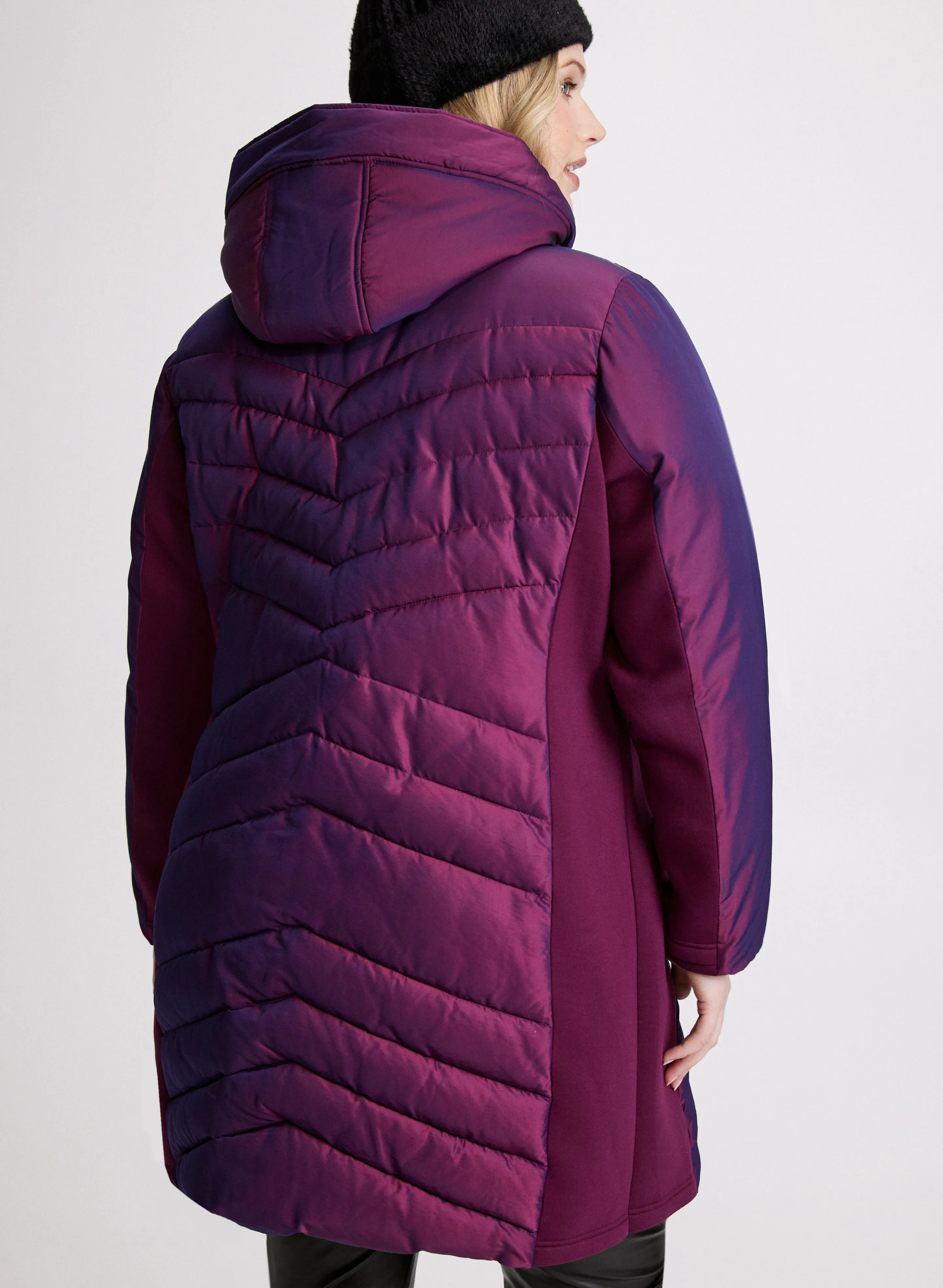 Bernardo - Hooded Iridescent Puffer Coat