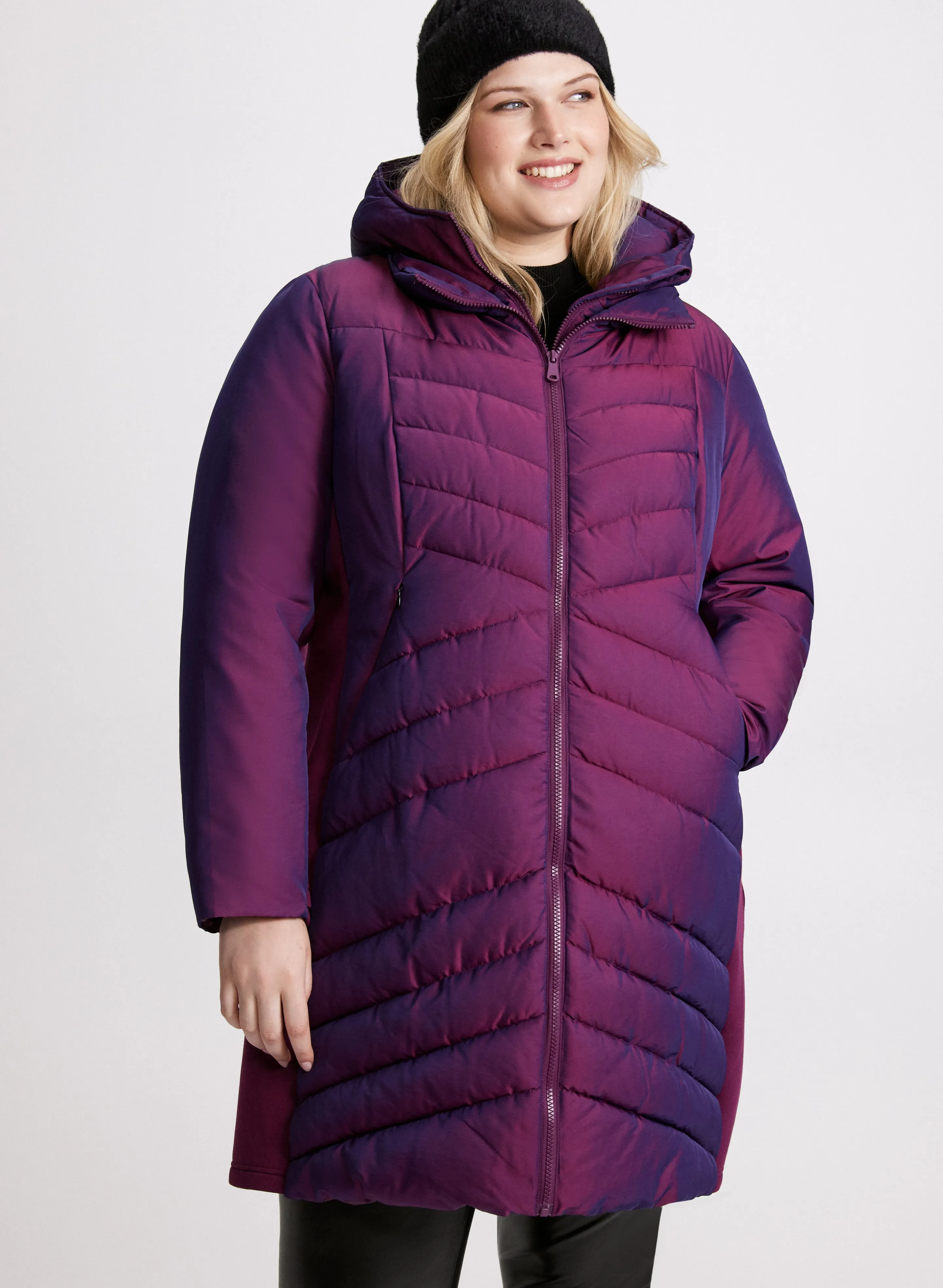 Bernardo - Hooded Iridescent Puffer Coat