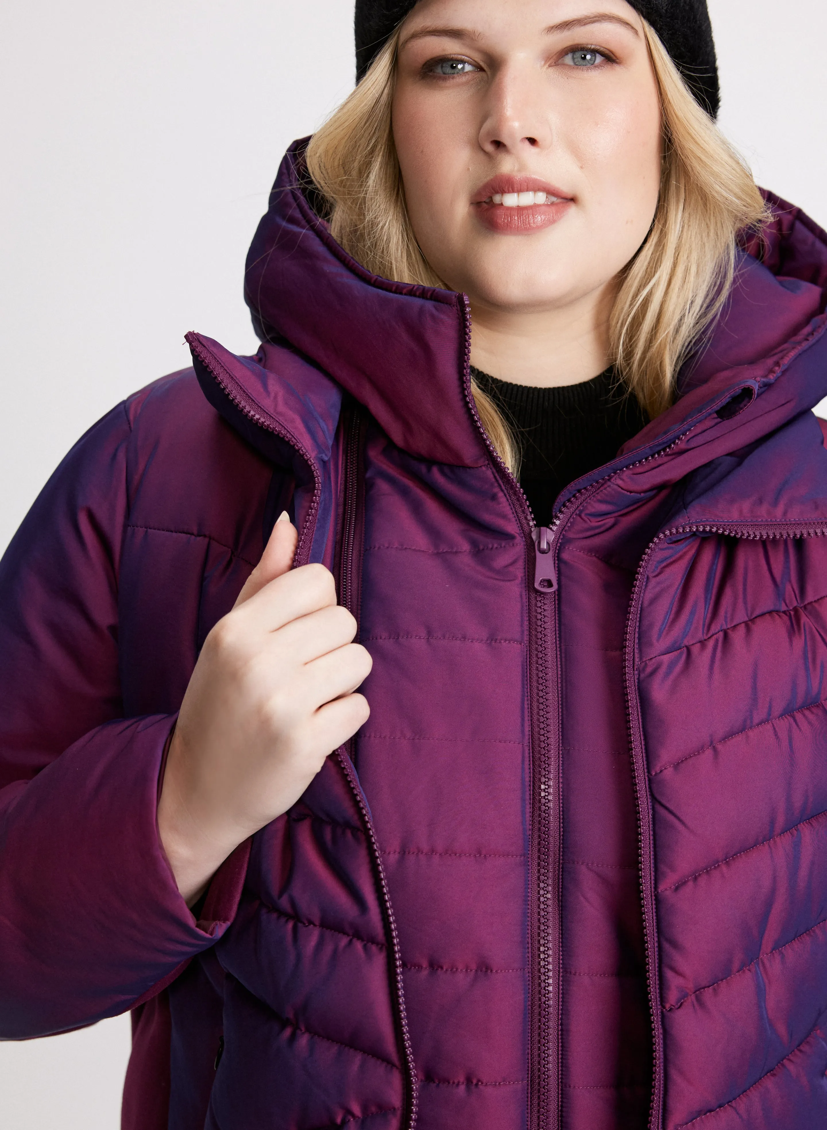 Bernardo - Hooded Iridescent Puffer Coat