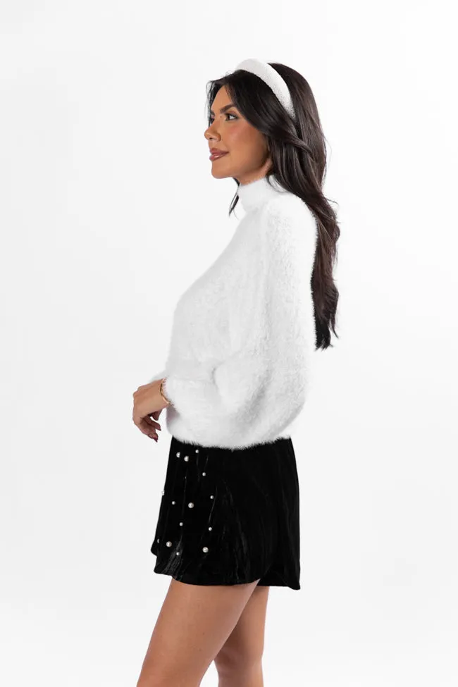 Beyond Me White Fuzzy Turtleneck Sweater FINAL SALE