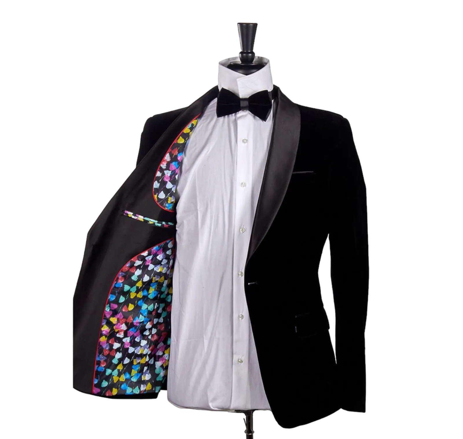 Black Men's velvet Blazer Shall Lapel Slim-Fit with Bowtie Style No : VSL1602-3