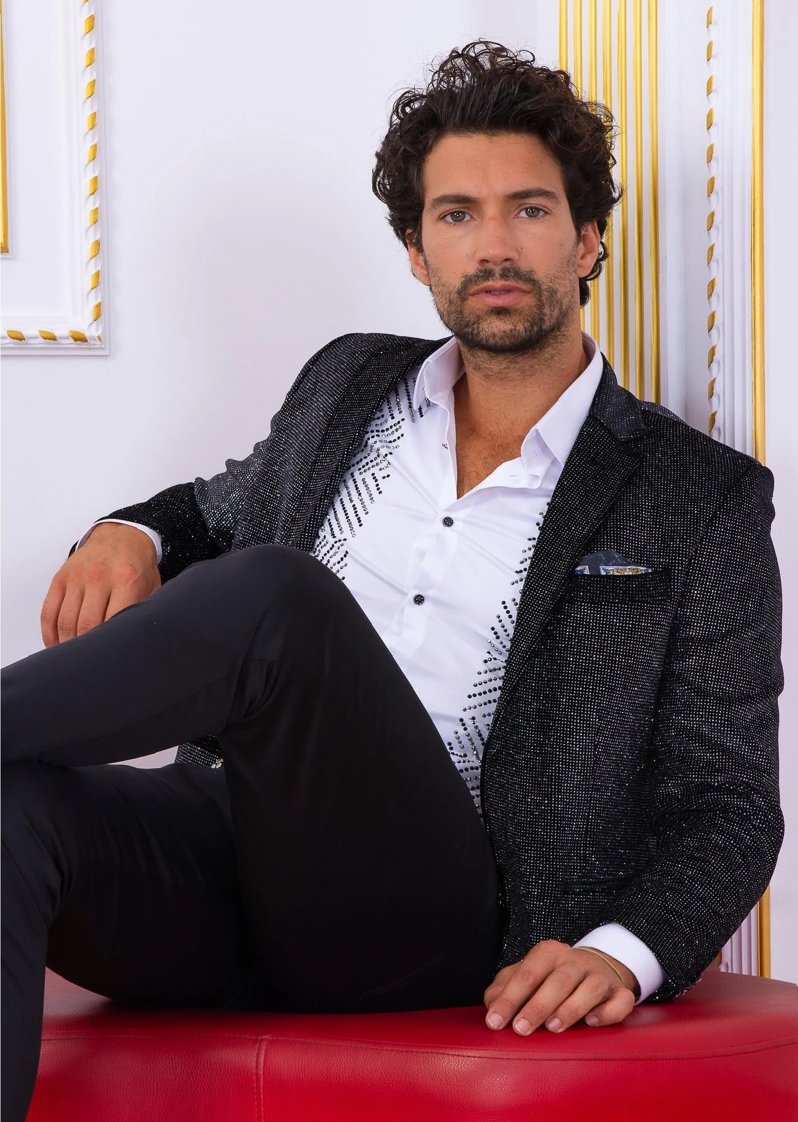 Black Silver Micro Velvet Blazer