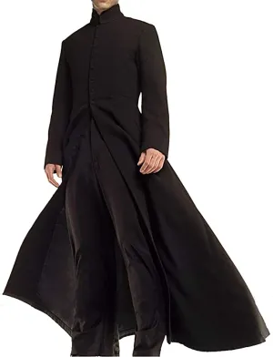 Black Wool Coat Matrix Detective Neo Costume Keanu Reeves Steampunk Gothic Trench Coat - E Genius