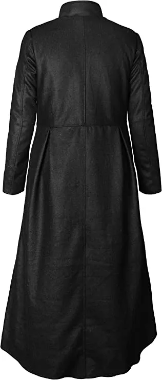 Black Wool Coat Matrix Detective Neo Costume Keanu Reeves Steampunk Gothic Trench Coat - E Genius