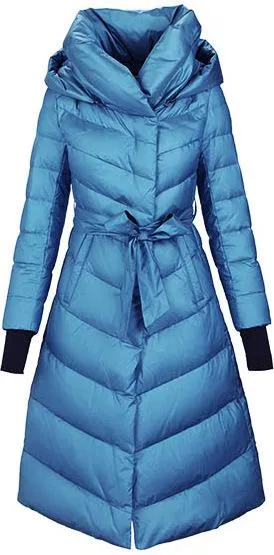 Blue Paneled Puffer Coat