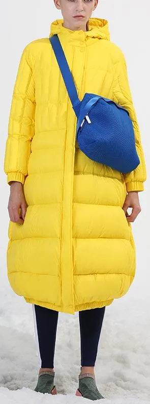 Bright Lemon-Yellow Puffer Coat