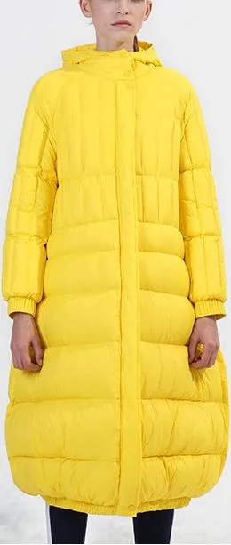 Bright Lemon-Yellow Puffer Coat