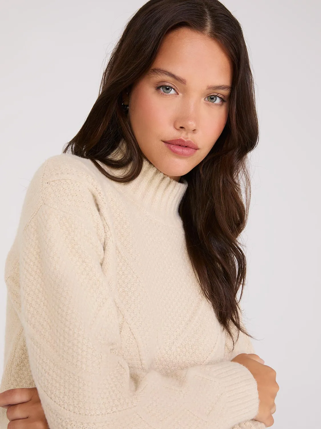 Cable Knit Mock Neck Sweater