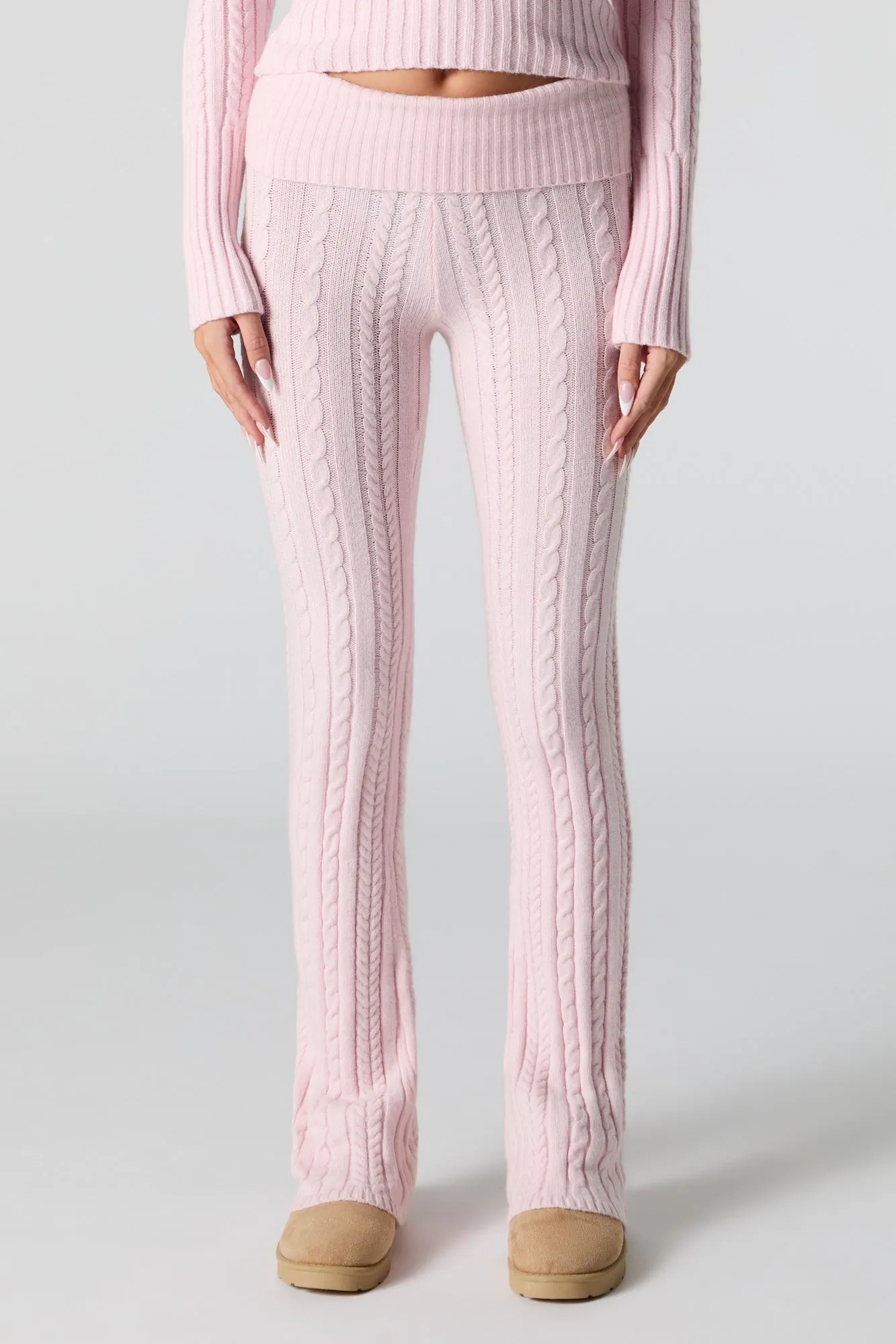 Cable Knit Wide Leg Pant