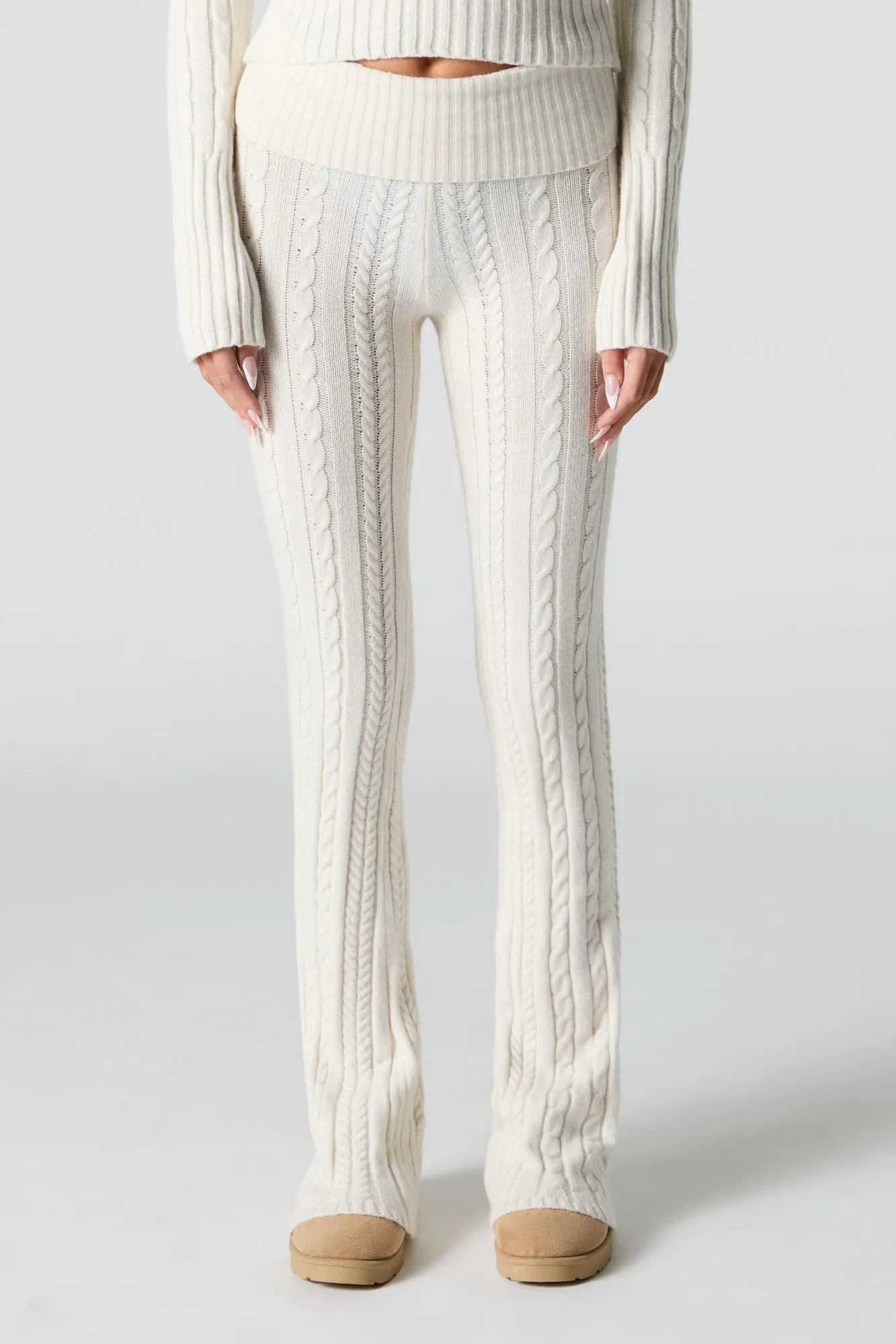 Cable Knit Wide Leg Pant