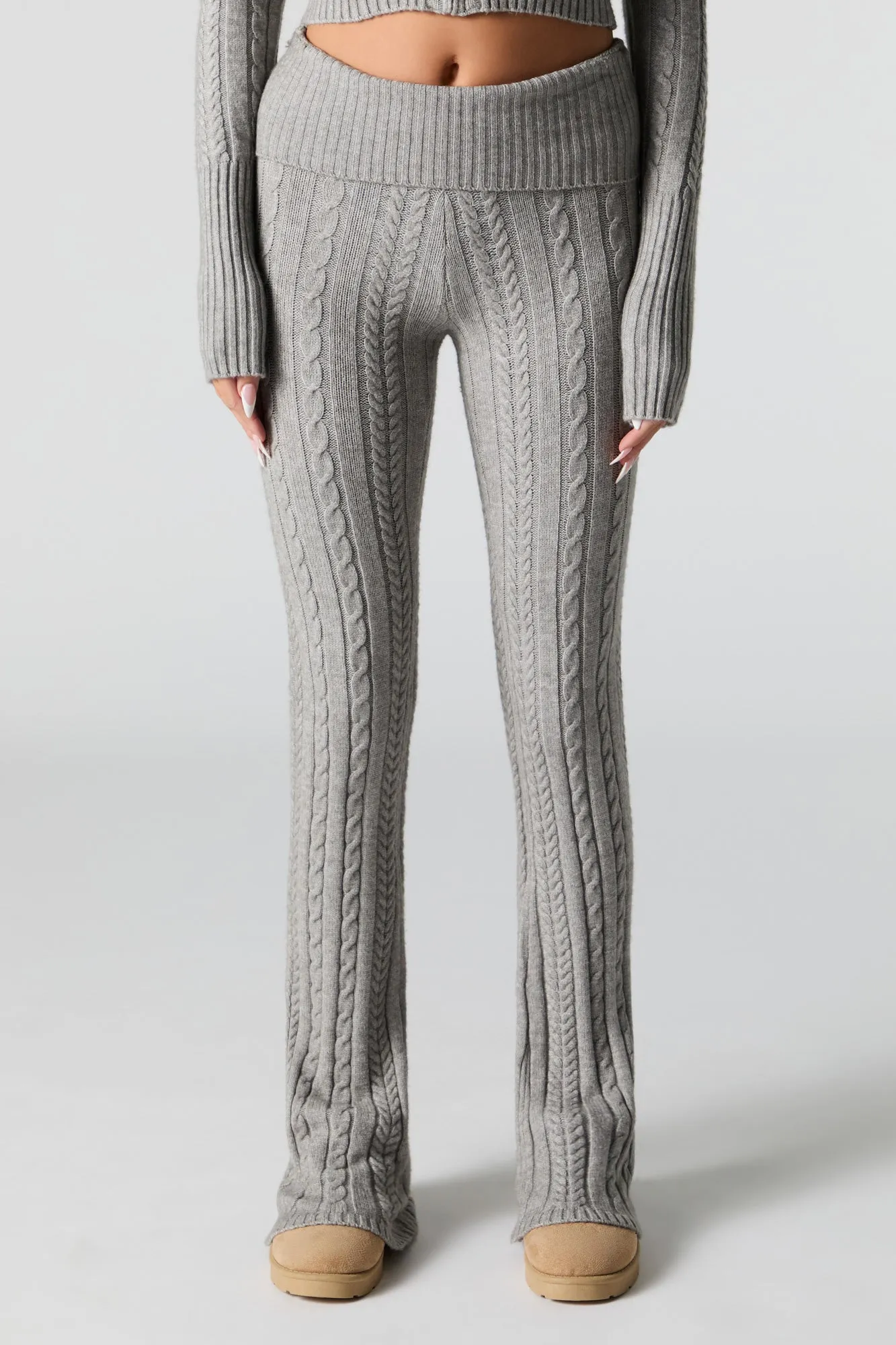 Cable Knit Wide Leg Pant