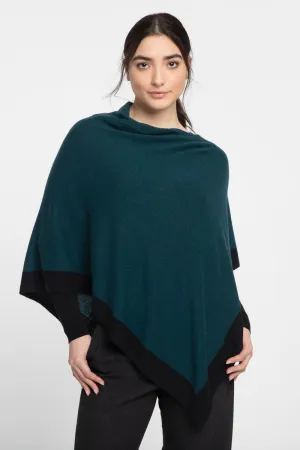 Cashmere Contrast Trim Poncho