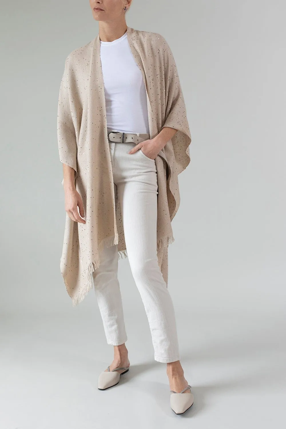 Cashmere Silk Paillette Poncho