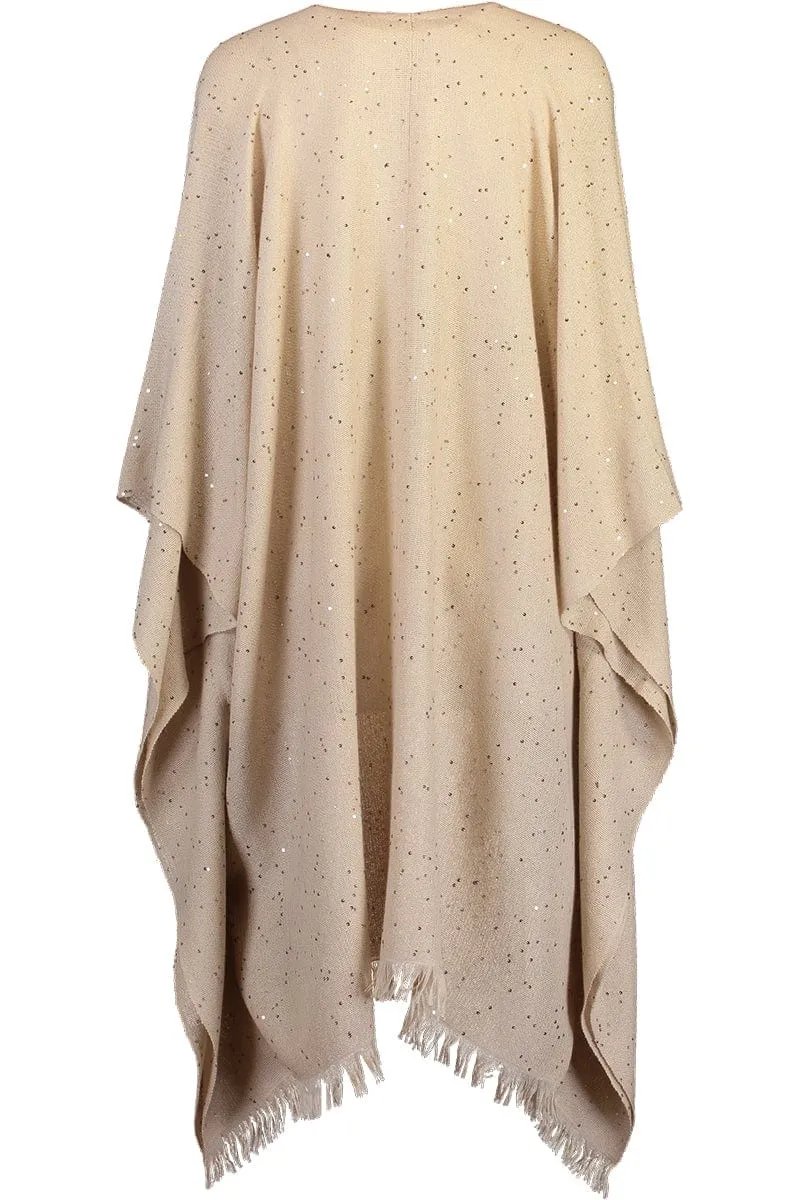 Cashmere Silk Paillette Poncho