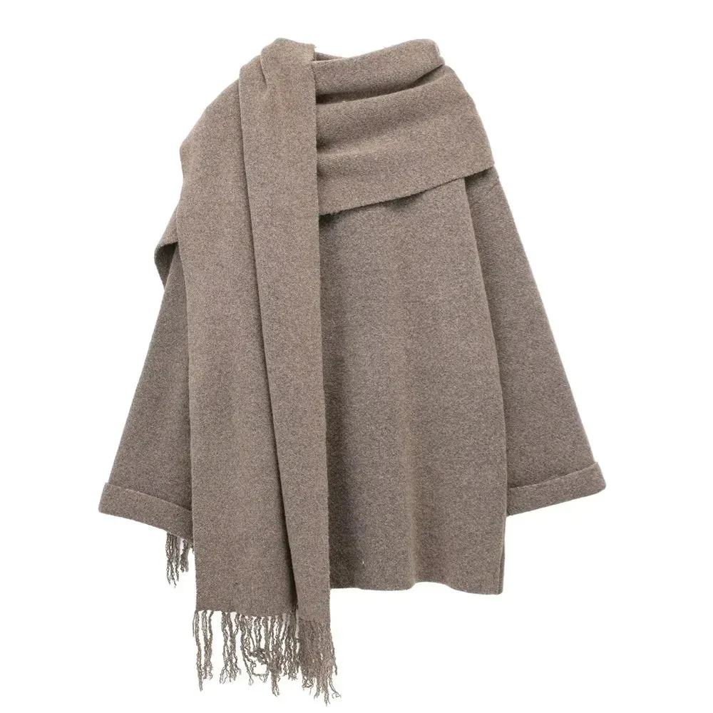 Chic fall coat knitted scarf coat