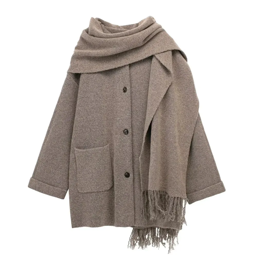 Chic fall coat knitted scarf coat