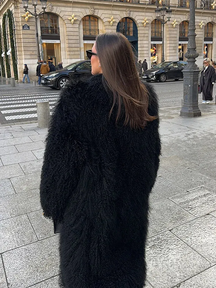 Chic Fluffy Faux Fur  Oversized Long Sleeve Warm coat