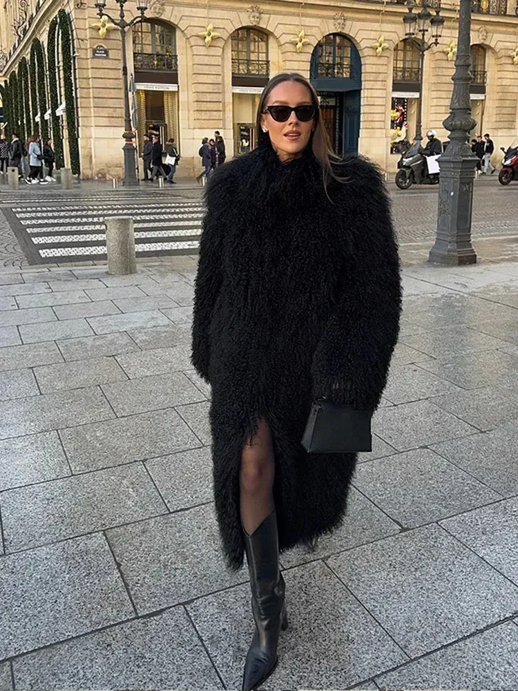 Chic Fluffy Faux Fur  Oversized Long Sleeve Warm coat