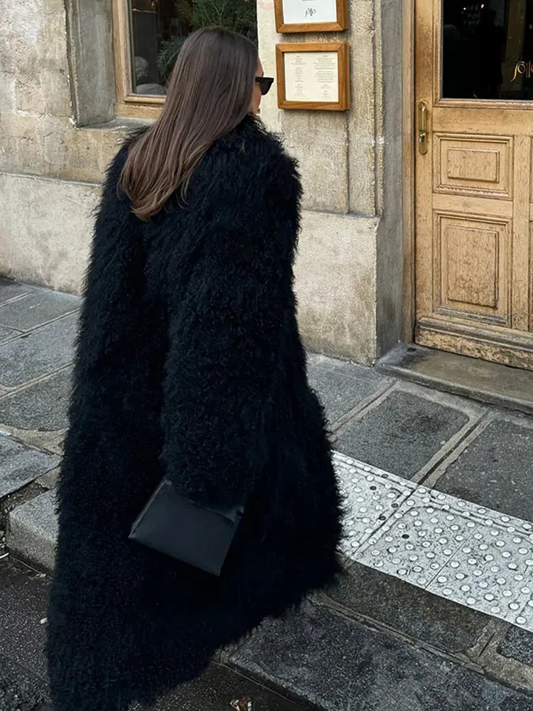 Chic Fluffy Faux Fur  Oversized Long Sleeve Warm coat