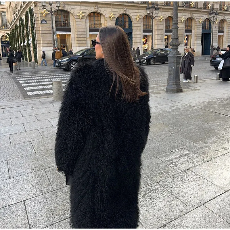 Chic Fluffy Faux Fur  Oversized Long Sleeve Warm coat