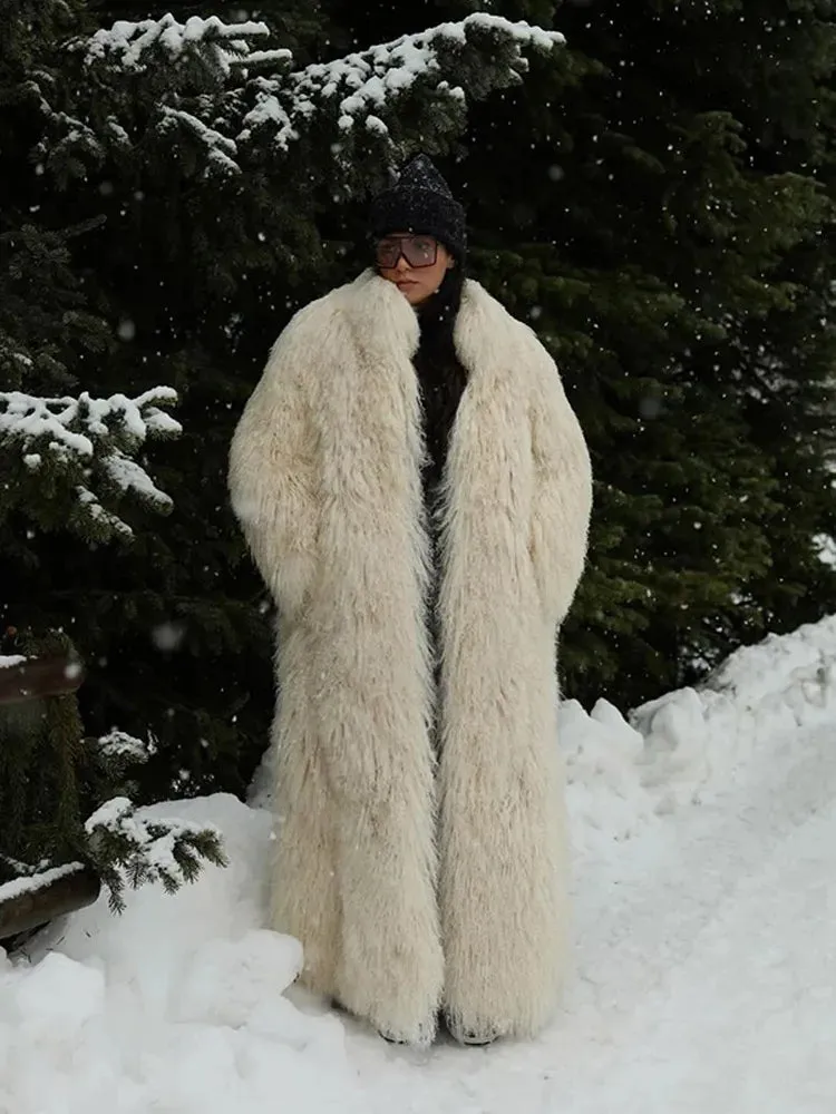 Chic Fluffy Faux Fur  Oversized Long Sleeve Warm coat