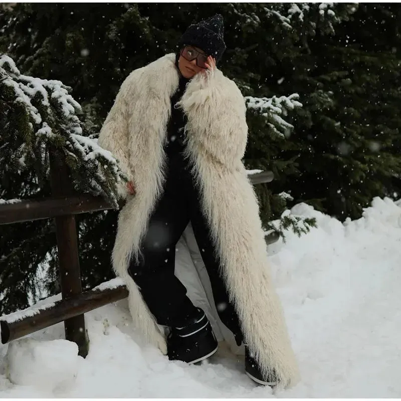 Chic Fluffy Faux Fur  Oversized Long Sleeve Warm coat