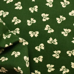 Cotton Corduroy Prints Design 32 Cream Bow Ties on Green