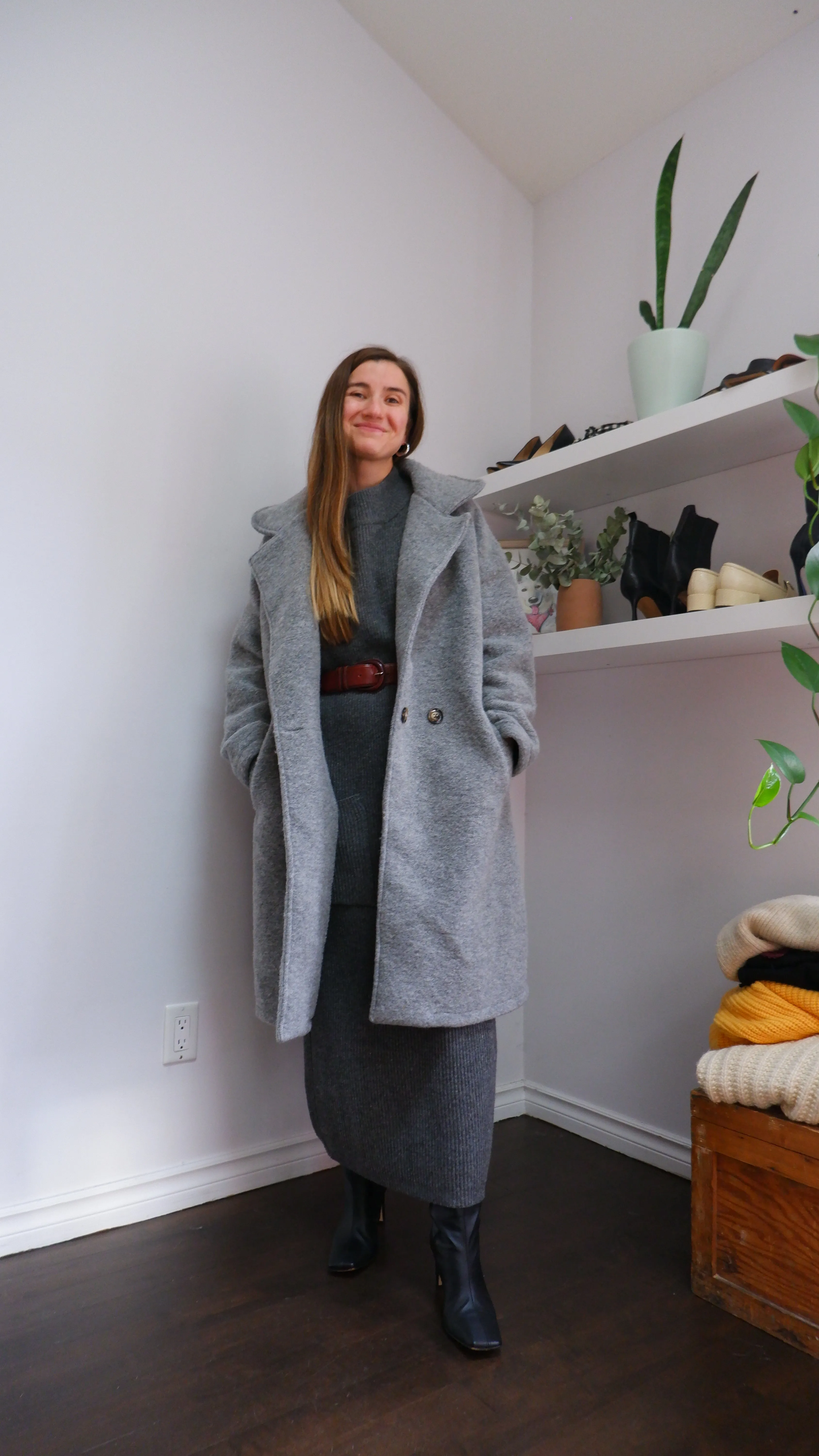 Cozy Charcoal Blanket Coat - M/L