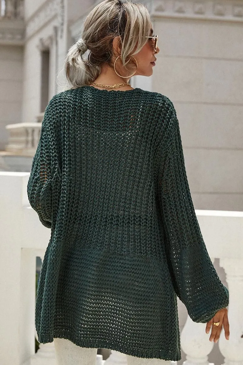 CROCHET LONG SLEEVE KNIT CARDIGAN SWEATER COATS